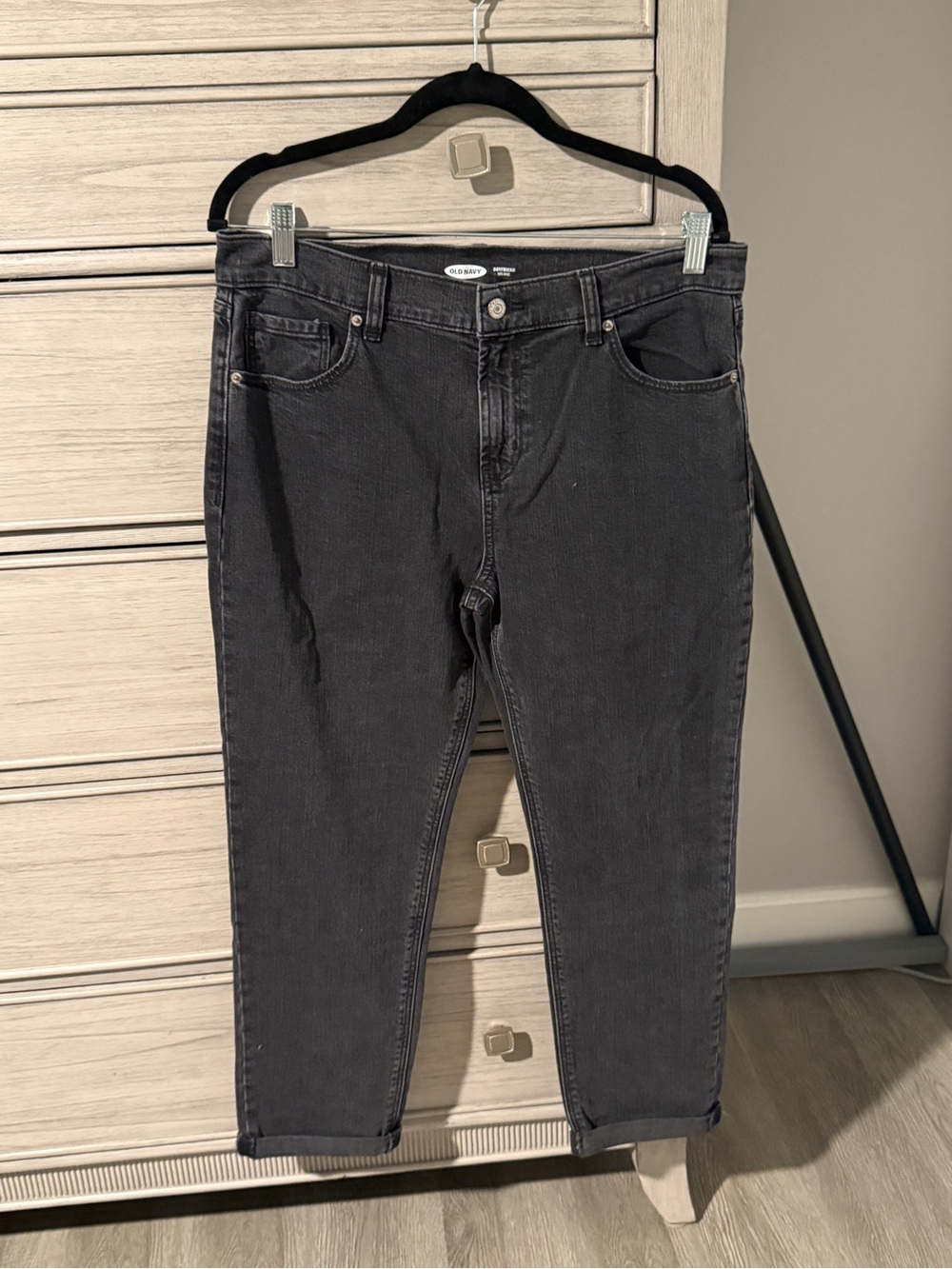 Old Navy Black mid rise Boyfriend Jeans Size 10 short